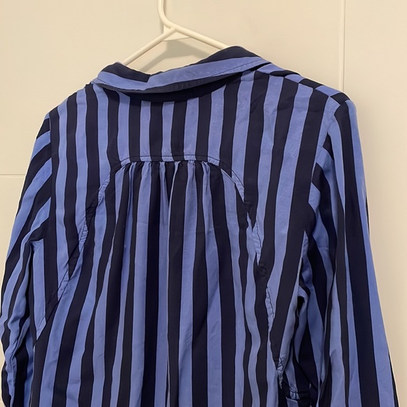 Maeve (Anthro) Breckenridge Blue Striped Button Down Shirt Blouse - Picture 6 of 8